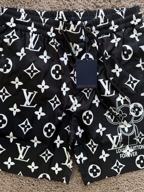 Louis Vuitton Black & White Monogram Swim Trunks